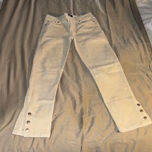 Men's Cream Corduroy Jeans with Button Cuff
